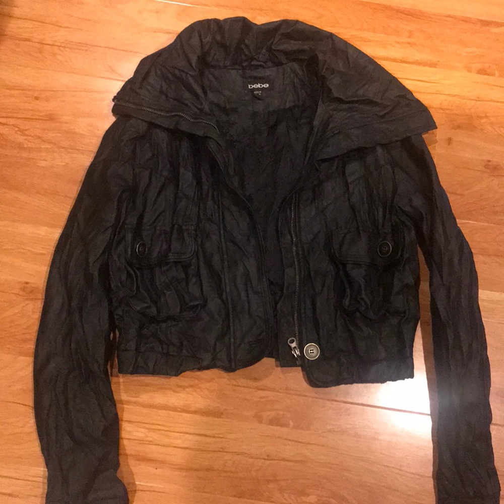 Bebe black leather jacket